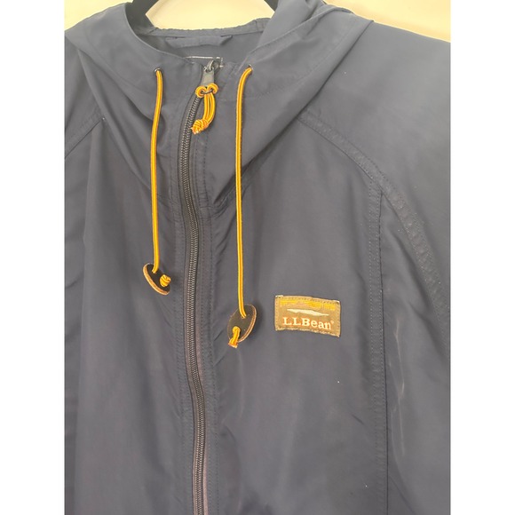 LL Bean Mens Anorak Windbreaker XL Reg Navy Blue Half Zip Hooded Jacket READ - Picture 2 of 12